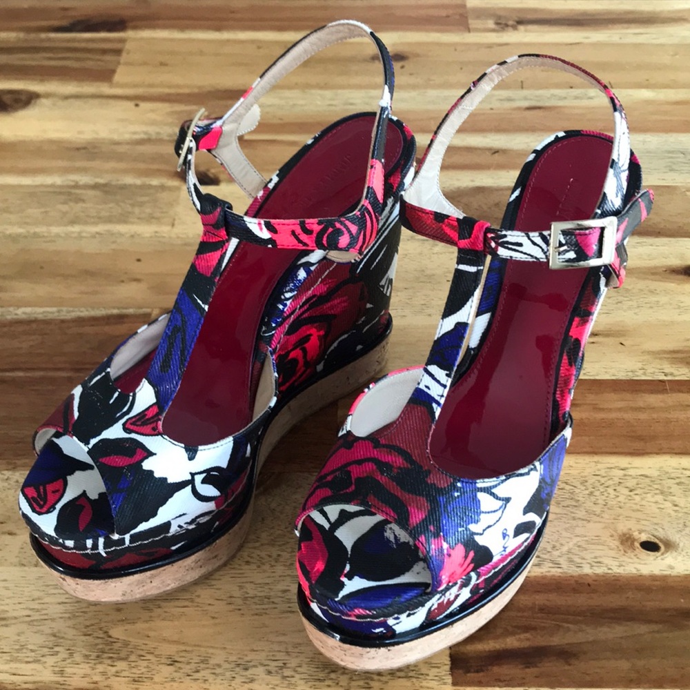 Jimmy Choo London Winter Rose wedge sandals
